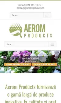 Aerom Products pe WordPress, 10.5s — pagină completă
