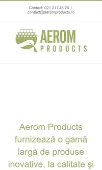 Aerom Products pe WordPress, 4.5s — text vizibil, fără imagini