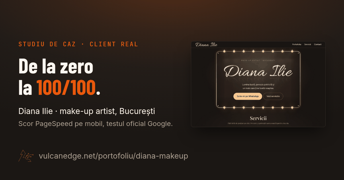 Site-ul de programări Diana Makeup, construit în Astro
